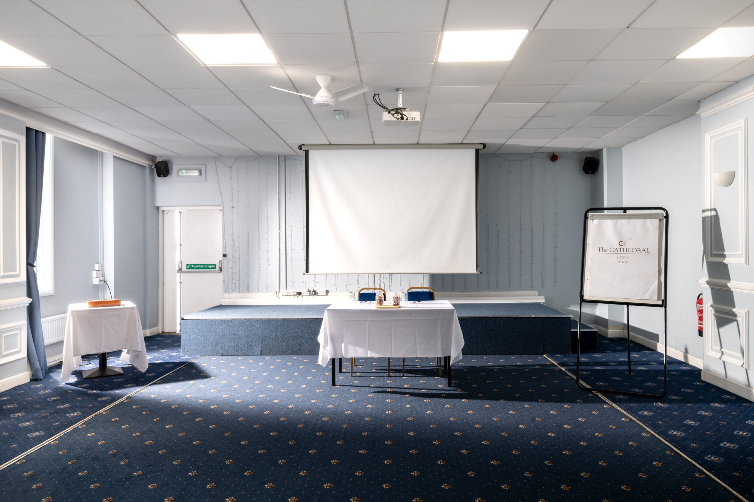 Presentation screen and flip chart in the Lichfield Suite